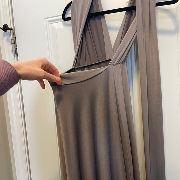 Taupe Convertible Bridesmaid Dress Floor Length - Picture 8 of 12